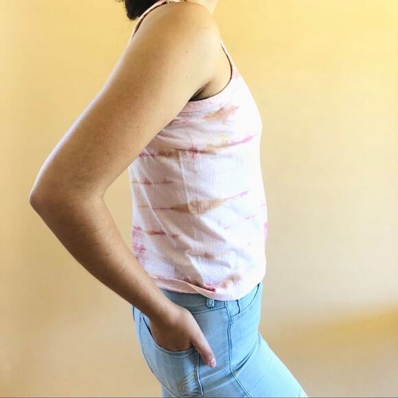 Custome pink/yellow tie dye crop tank | xs/s - Picture 2 of 4